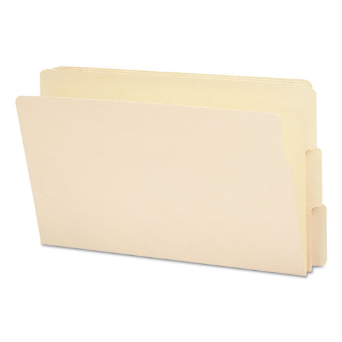 Image of Smead Heavyweight Manila End Tab Folders, 9" High Front, Reinforced 1/3-Cut Tabs: Assorted, Legal, 0.75" Expansion, Manila, 100/Box
