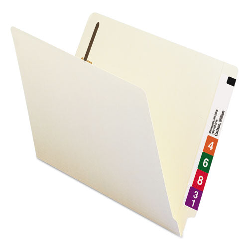 Image of Smead Heavyweight End Tab Fastener Folders, Interior Front-Cover Pocket, 0.75" Expansion, 1 Fastener, Letter Size, Manila, 50/Box