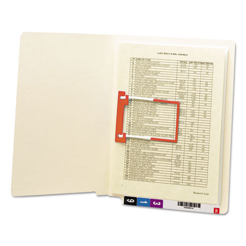 Image of Smead Heavyweight Manila Reinforced End Tab U-Clip Fastener Folders, 0.75" Expansion, 1 Fastener, Letter Size, Manila, 50/Box
