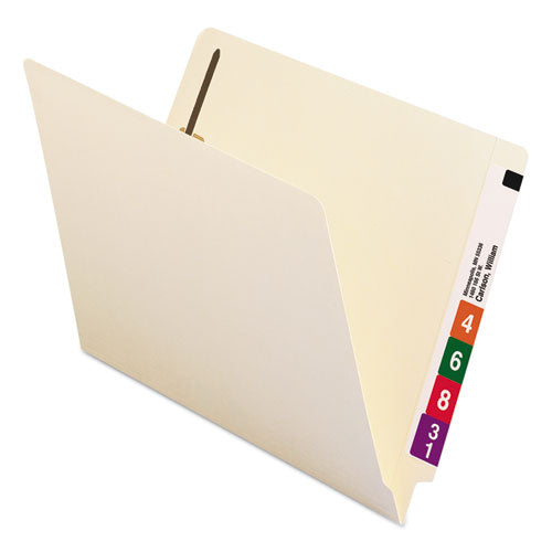 Image of Smead Reinforced End Tab Fastener Folders, Antimicrobial Protection, 0.75" Expansion, 2 Fasteners, Letter Size, Manila, 50/Box