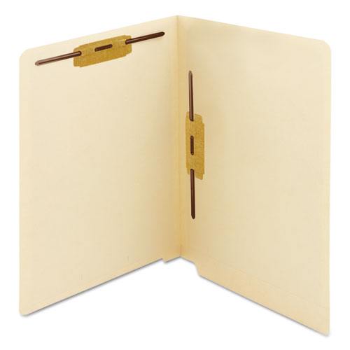 Image of Smead End Tab Fastener Folders with Reinforced Straight Tabs, 11-pt Manila, 2 Fasteners: Top/Side, Letter Size, Manila, 50/Box