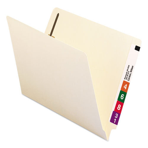 Image of Smead End Tab Fastener Folders with Reinforced Straight Tabs, 14-pt Manila, 2 Fasteners, Letter Size, Manila Exterior, 50/Box