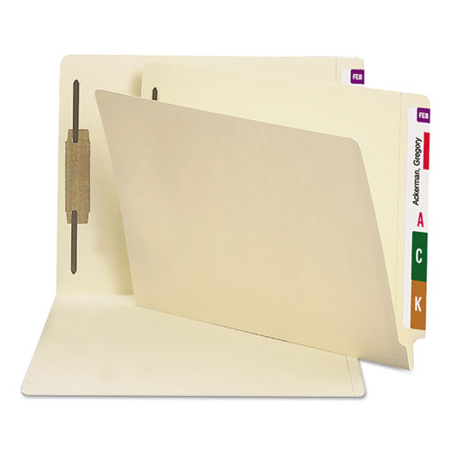 Image of Smead End Tab Fastener Folders with Reinforced Straight Tabs, 14-pt Manila, 1 Fastener, Letter Size, Manila Exterior, 50/Box