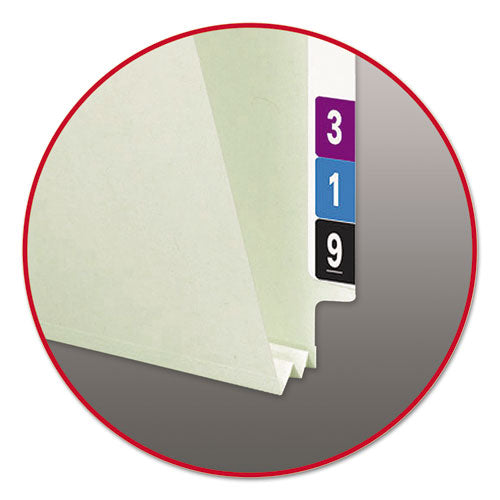Image of Smead End Tab Pressboard Classification Folders, Two SafeSHIELD Coated Fasteners, 2" Expansion, Legal Size, Gray-Green, 25/Box
