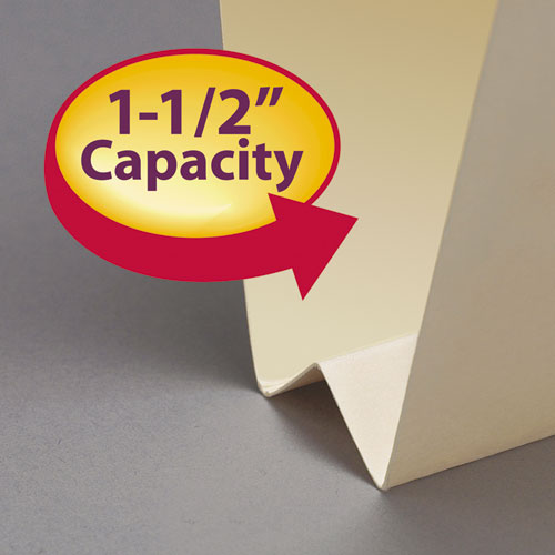Image of Smead End Tab W-Fold Fastener Folders with Reinforced Tabs, 1.5" Expansion, 2 Fasteners, Letter Size, Manila, 50/Box