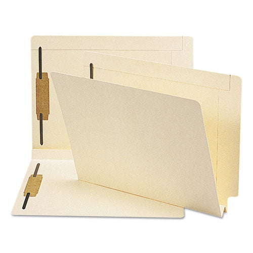 Image of Smead End Tab W-Fold Fastener Folders with Reinforced Tabs, 1.5" Expansion, 2 Fasteners, Letter Size, Manila, 50/Box