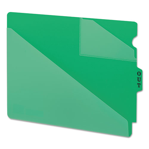 Image of Smead End Tab Poly Out Guides, Two-Pocket Style, 1/3-Cut End Tab, Out, 8.5 X 11, Green, 50/box