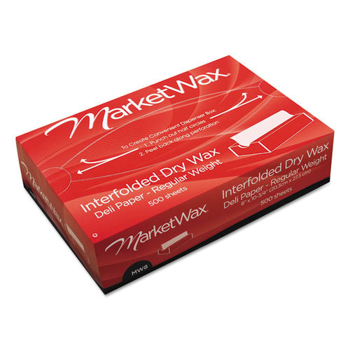 Image of Bagcraft Marketwax Interfolded Dry Wax Deli Paper, 8 X 10.75, White, 500/box, 12 Boxes/carton