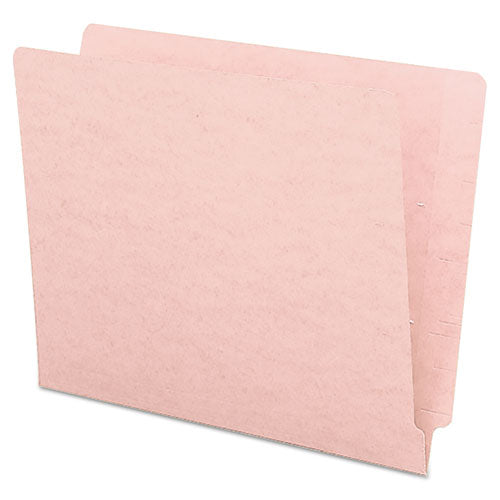 Image of Smead Shelf-Master Reinforced End Tab Colored Folders, Straight Tabs, Letter Size, 0.75" Expansion, Pink, 100/Box