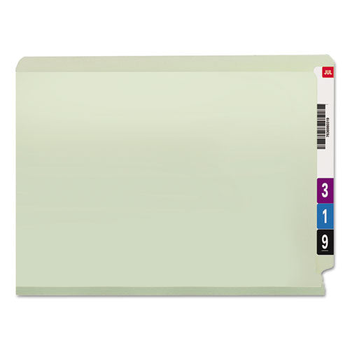 Image of Smead Extra-Heavy Recycled Pressboard End Tab Folders, Straight Tabs, Letter Size, 2" Expansion, Gray-Green, 25/Box