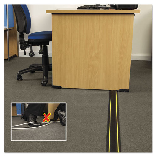 Image of D-Line® Medium-Duty Floor Cable Cover, 3.25 X 0.5 X 6 Ft, Black With Yellow Stripe