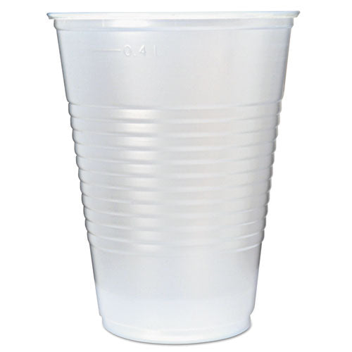 Image of Fabri-Kal® RK Ribbed Cold Drink Cups, 16 oz, Plastic, Translucent, 50/Sleeve, 20 Sleeves/Carton