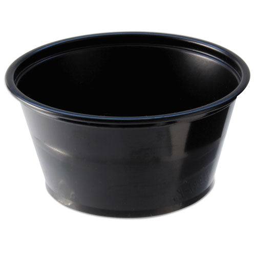 Image of Fabri-Kal® Portion Cups, 2 oz, Plastic, Black, 250/Sleeve, 10 Sleeves/Carton