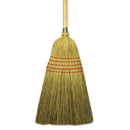 Image of Boardwalk® Corn/fiber Brooms, Corn/yucca Bristles, 53.5" Overall Length, Natural, 6/carton