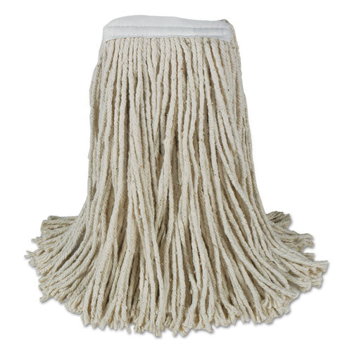 Image of Boardwalk® Banded Cotton Mop Heads, Cut-End, 20oz, White, 12/carton