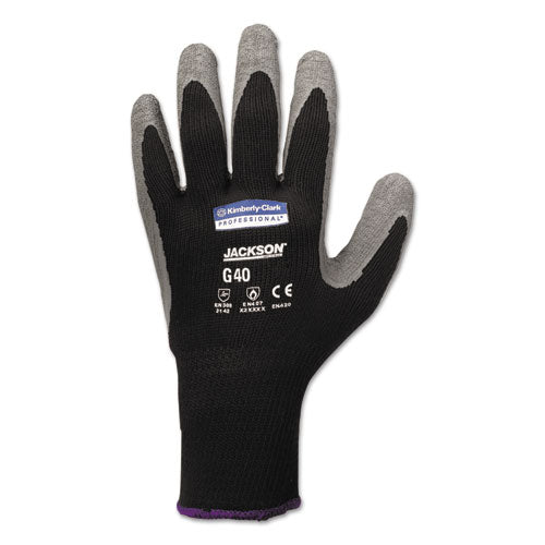 Image of KleenGuard G40 Latex Coated Gloves, 270 mm Length, 11 X-Large, Poly/Cotton, Gray/Black, 12 Pairs/Pack