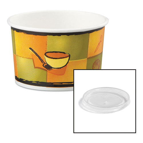 Image of Chinet® Streetside Paper Food Container with Plastic Lid, Streetside Design, 8 oz to 10 oz, 250/Carton