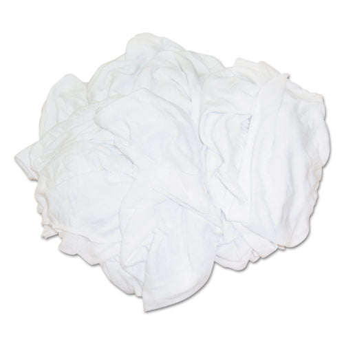 Image of HOSPECO® New Bleached White T-Shirt Rags, Multi-Fabric, 25 Lb Polybag