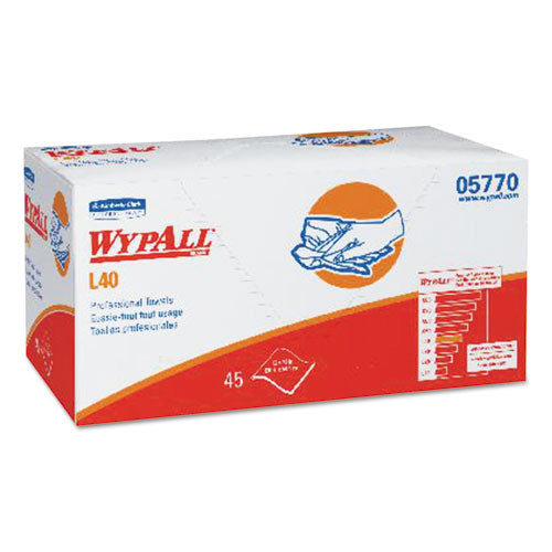 Image of WypAll® L40 Towels, Pro Towels, 12 x 23, White, 45/Box, 12 Boxes/Carton