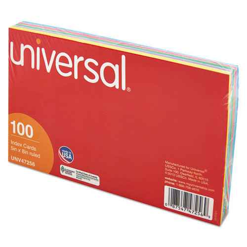 Image of Universal® Index Cards, Ruled, 5 X 8, Assorted, 100/pack