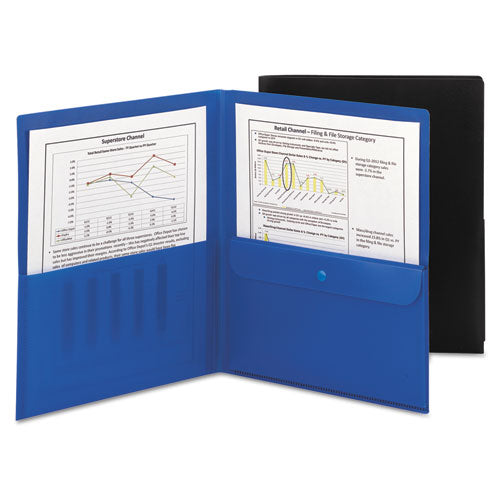 Image of Smead Poly Two-Pocket Folder With Security Pocket, 11 X 8 1/2, Blue, 5/pack