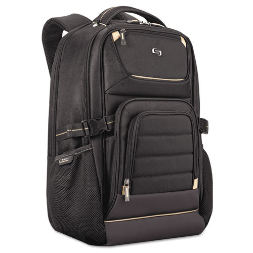 Image of Solo Pro Backpack, Fits Devices Up to 17.3", Polyester, 12.25 x 6.75 x 17.5, Black