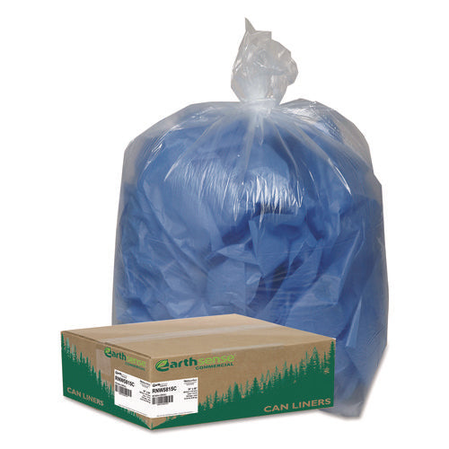 Image of Earthsense® Commercial Linear Low Density Clear Recycled Can Liners, 60 gal, 1.5 mil, 38" x 58", Clear, 10 Bags/Roll, 10 Rolls/Carton