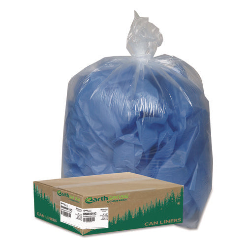 Image of Earthsense® Commercial Linear Low Density Clear Recycled Can Liners, 45 gal, 1.5 mil, 40" x 46", Clear, 10 Bags/Roll, 10 Rolls/Carton