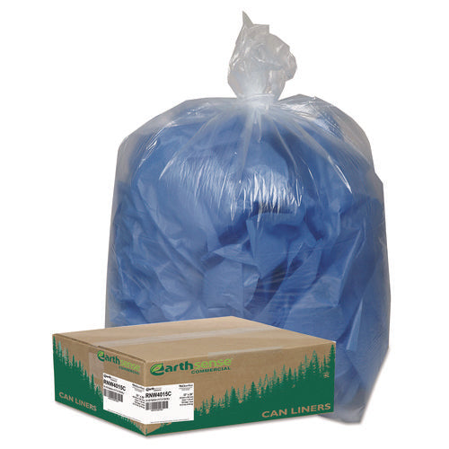 Image of Earthsense® Commercial Linear Low Density Clear Recycled Can Liners, 33 gal, 1.25 mil, 33" x 39", Clear, 10 Bags/Roll, 10 Rolls/Carton