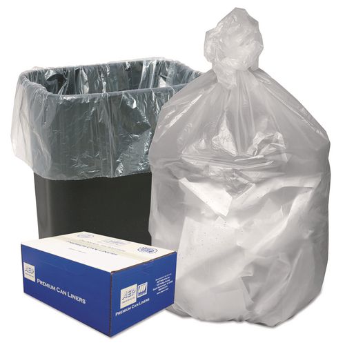 Image of Ultra Plus® Can Liners, 10 gal, 8 mic, 24" x 24", Natural, 50 Bags/Roll, 20 Rolls/Carton