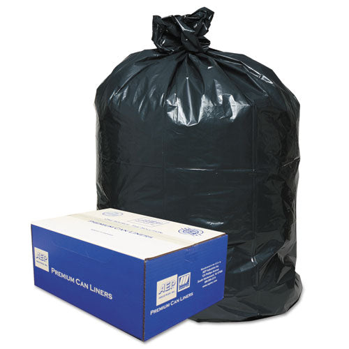 Image of Classic Linear Low-Density Can Liners, 56 gal, 0.9 mil, 43" x 47", Black, 10 Bags/Roll, 10 Rolls/Carton