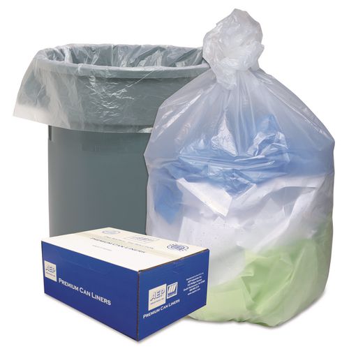Image of Ultra Plus® Can Liners, 45 gal, 12 mic, 40" x 48", Natural, 25 Bags/Roll, 10 Rolls/Carton