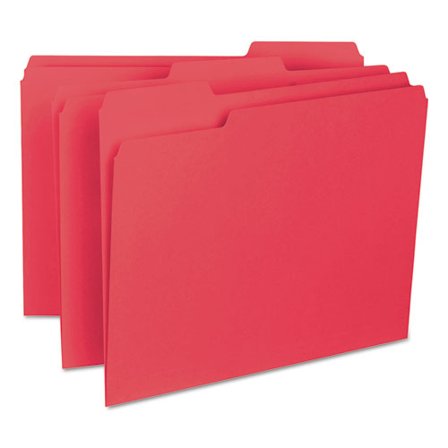 Image of Smead Interior File Folders, 1/3-Cut Tabs: Assorted, Letter Size, 0.75" Expansion, Red, 100/Box