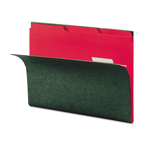 Image of Smead Interior File Folders, 1/3-Cut Tabs: Assorted, Letter Size, 0.75" Expansion, Red, 100/Box