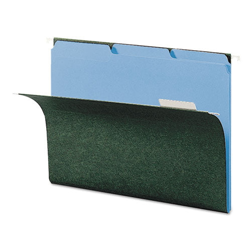 Image of Smead Interior File Folders, 1/3-Cut Tabs: Assorted, Letter Size, 0.75" Expansion, Blue, 100/Box
