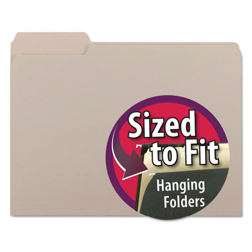 Image of Smead Interior File Folders, 1/3-Cut Tabs: Assorted, Letter Size, 0.75" Expansion, Gray, 100/Box