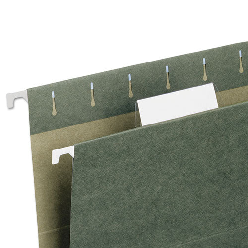 Image of Smead Poly Index Tabs and Inserts For Hanging File Folders, 1/5-Cut, White/Clear, 2.25" Wide, 25/Pack