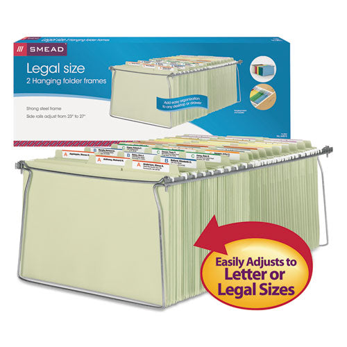 Image of Smead Steel Hanging Folder Drawer Frame, Legal Size, 23" To 27" Long, Gray, 2/pack