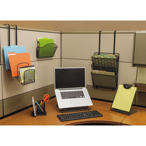 Image of Safco® Onyx Mesh Mini Organizer, 3 Compartments, Steel, 6 x 5.25 x 5.25, Black