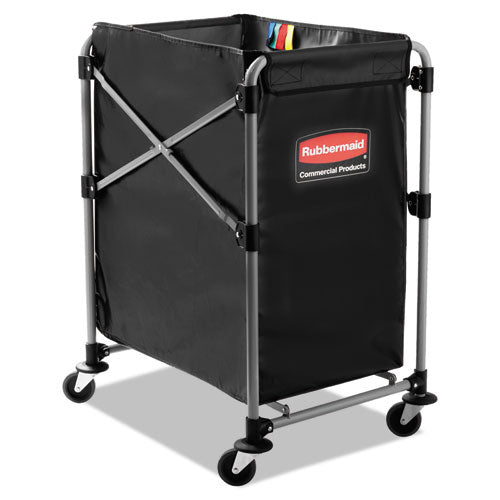 Image of Rubbermaid® Commercial One-Compartment Collapsible X-Cart, Synthetic Fabric, 4.98 cu ft Bin, 20.33" x 24.1" x 34", Black/Silver
