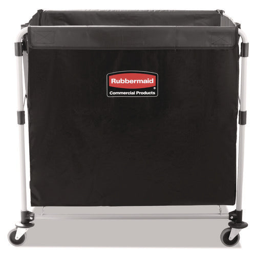 Image of Rubbermaid® Commercial One-Compartment Collapsible X-Cart, Synthetic Fabric, 9.96 cu ft Bin, 24.1" x 35.7" x 34", Black/Silver