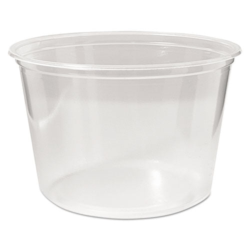 Image of Fabri-Kal® Microwavable Deli Containers, 16 oz, 4.6" Diameter x 3" h, Clear, Plastic, 500/Carton