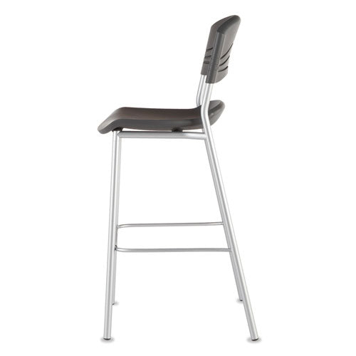 Image of Iceberg CafeWorks Stool, Supports Up to 225 lb, 30" Seat Height, Graphite Seat, Graphite Back, Silver Base