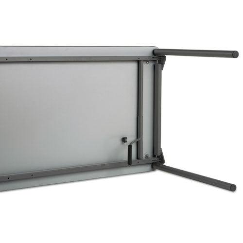 Image of Iceberg Maxx Legroom Wood Folding Table, Rectangular, 72" x 30" x 29.5", Gray/Charcoal