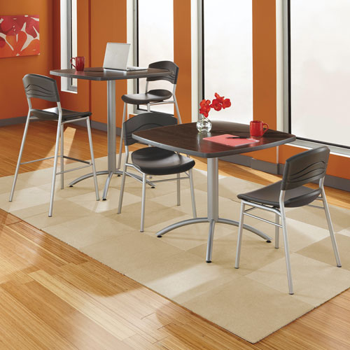 Image of Iceberg CafeWorks Cafe-Height Table, Square, 36" x 36" x 30", Walnut/Silver