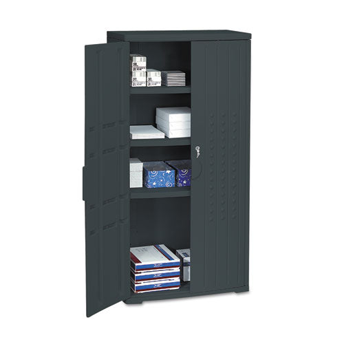 Image of Iceberg Rough n Ready Storage Cabinet, Three-Shelf, 33w x 18d x 66h, Black