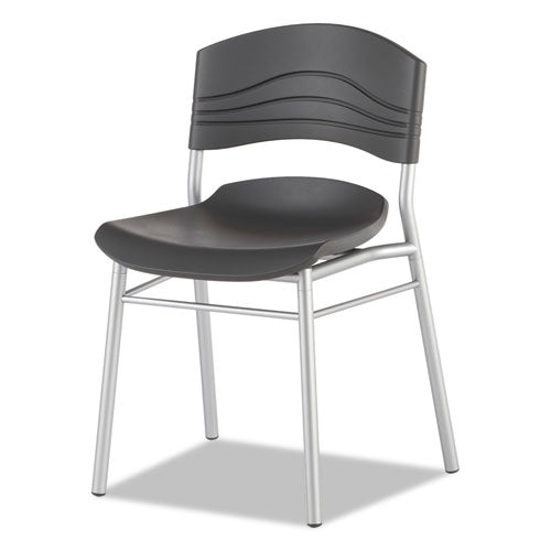 Image of Iceberg CafeWorks Chair, Supports Up to 225 lb, 18" Seat Height, Graphite Seat/Back, Silver Base, 2/Carton