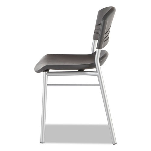 Image of Iceberg CafeWorks Chair, Supports Up to 225 lb, 18" Seat Height, Graphite Seat/Back, Silver Base, 2/Carton