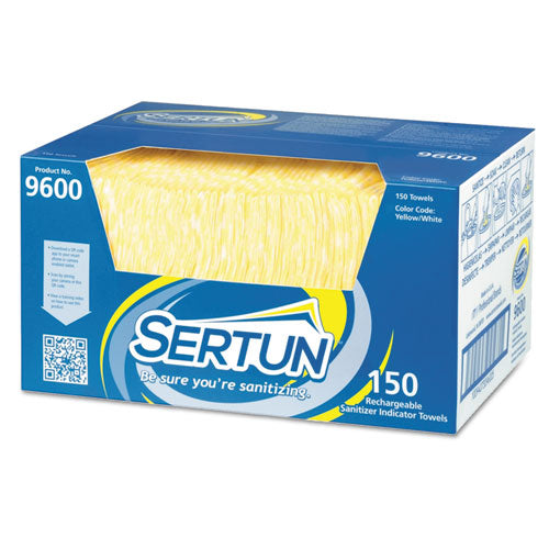 Image of Sertun Color-Changing Rechargeable Sanitizer Towels, 1-Ply, 13.5 x 18, Unscented, Yellow/White/Blue, 150/Carton