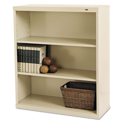 Image of Tennsco Metal Bookcase, Three-Shelf, 34.5w x 13.5d x 40h, Putty